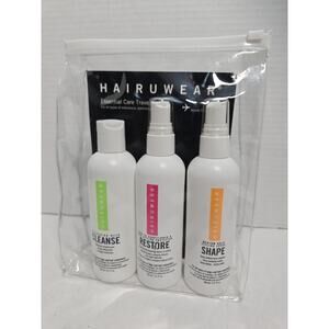 NEW Hairuwear Essential Care Travel Kit Cleanse, Restore, Shape 3.4 fl oz each